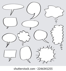 Doodle sketch style of speech bubbles hand drawn illustration. for concept design.