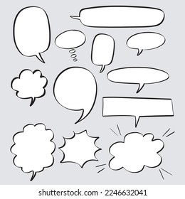Doodle sketch style of speech bubbles hand drawn illustration. for concept design.