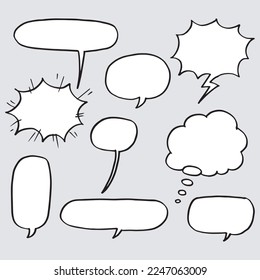 Doodle sketch style of speech bubbles hand drawn illustration. for concept design.
