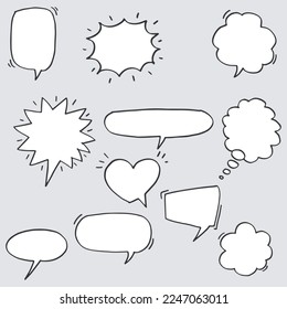 Dibujo Doodle estilo de burbujas de voz ilustración dibujada a mano. para el diseño de conceptos.