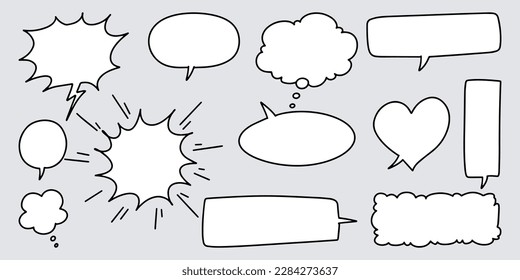 Doodle sketch style of speech bubbles hand drawn illustration. for concept design.