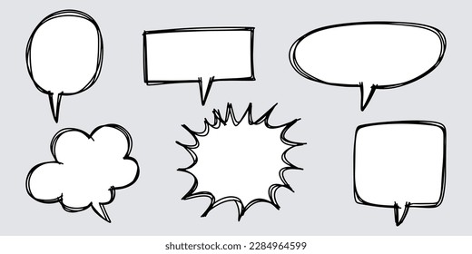 Doodle sketch style of speech bubbles hand drawn illustration. for concept design.