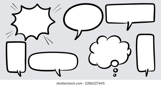 Doodle sketch style of speech bubbles hand drawn illustration. for concept design.