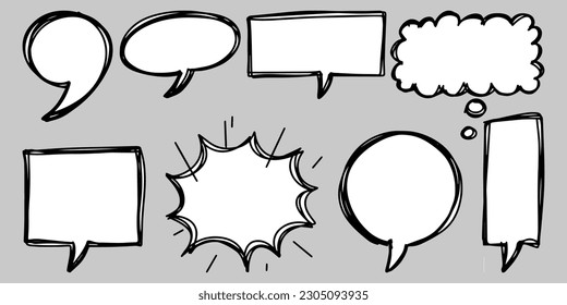 Doodle Sketch Stil der Sprache Blasen handgezeichnet Illustration. für die Konzeptionsplanung.