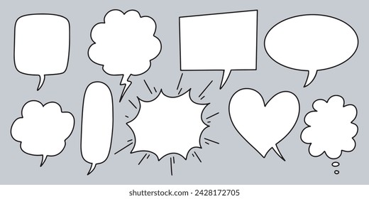 Doodle sketch style of speech bubbles hand drawn illustration. for concept design.