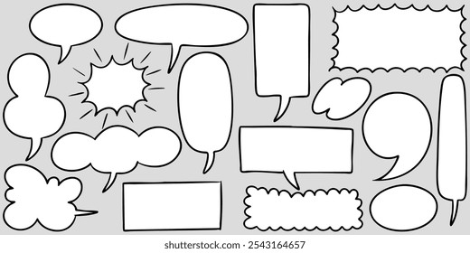 Doodle estilo de boceto de burbujas de discurso dibujado a mano ilustración. para el diseño conceptual.