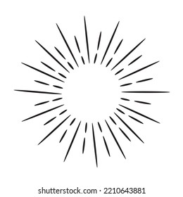 Doodle sketch style of Starburst, sunburst,  Element Fireworks Black Rays. Comic explosion effect. Radiating, radial lines. cartoon hand drawn illustration for concept design. 