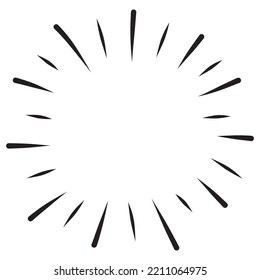 Doodle sketch style of Starburst, sunburst,  Element Fireworks Black Rays. Comic explosion effect. Radiating, radial lines. cartoon hand drawn illustration for concept design. 