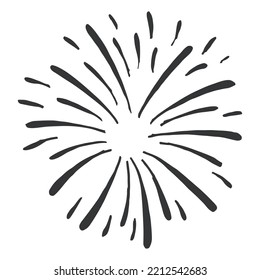 Doodle sketch style of Starburst, sunburst,  Element Fireworks Black Rays. Comic explosion effect. Radiating, radial lines. cartoon hand drawn illustration for concept design. 