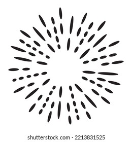 Doodle sketch style of Starburst, sunburst,  Element Fireworks Black Rays. Comic explosion effect. Radiating, radial lines. cartoon hand drawn illustration for concept design. 