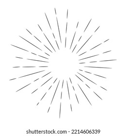 Doodle sketch style of Starburst, sunburst,  Element Fireworks Black Rays. Comic explosion effect. Radiating, radial lines. cartoon hand drawn illustration for concept design. 