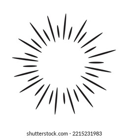 Doodle sketch style of Starburst, sunburst,  Element Fireworks Black Rays. Comic explosion effect. Radiating, radial lines. cartoon hand drawn illustration for concept design. 