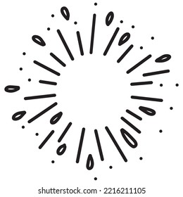 Doodle sketch style of Starburst, sunburst,  Element Fireworks Black Rays. Comic explosion effect. Radiating, radial lines. cartoon hand drawn illustration for concept design. 