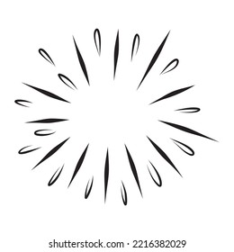 Doodle sketch style of Starburst, sunburst,  Element Fireworks Black Rays. Comic explosion effect. Radiating, radial lines. cartoon hand drawn illustration for concept design. 