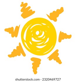 Doodle sketch style of sun cartoon hand drawn illustration for concept design.