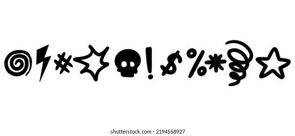 Estilo de boceto Doodle de los iconos de Swearing dibujos animados a mano ilustración para el diseño de concepto.