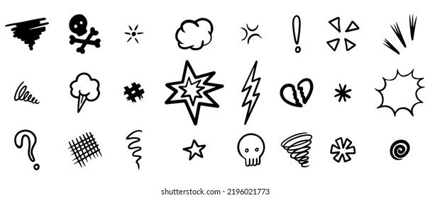 Doodle sketch style of Swearing icons cartoon hand drawn illustration for concept design.