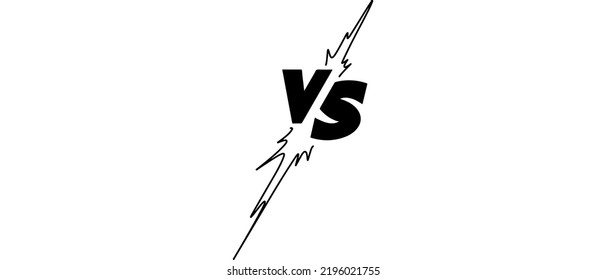 Doodle Sketch Style Of Versus Or VS Letters Logo Cartoon Hand Drawn Illustration For Concept Design. Comic Fighting Duel With Lightning Ray Border.