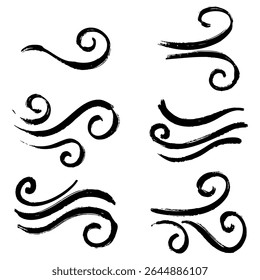 Doodle esboço estilo de vento rajada desenhos animados desenhado à mão ilustração para o projeto do conceito.