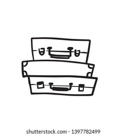 Doodle sketch of suitcases cartoon illustration 