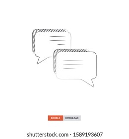 Doodle sketch of text chat concept on white background. text chat doodle art. Cartoon vector illustration. Isolated sketch line art. Icon in hand drawing design style.