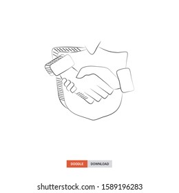 Doodle sketch of trust concept on white background. trust doodle art. Cartoon vector illustration. Isolated sketch line art. Icon in hand drawing design style.