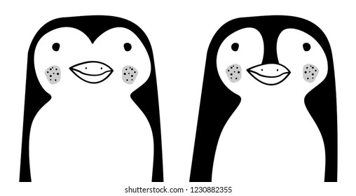 Doodle sketch two Penguins illustration. Cartoon vector Penguin. Set of Character. Wild animal. White background. Postcard, poster, napkin design. Hand drawing. Design for print design, shirts. EPS 10
