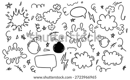 Doodle sketch underline. hand drawn brush stroke. comic bomb boom vector doodle. action marks, underline. hand drawn doodle. vector illustration