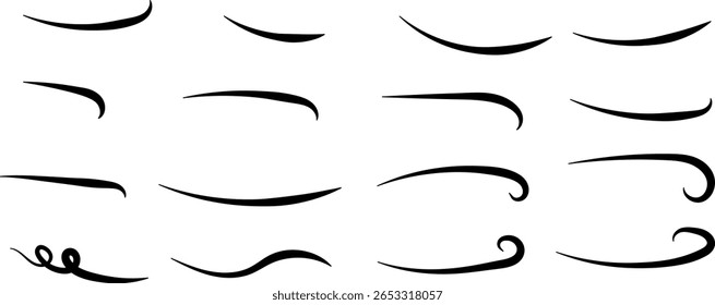doodle sketch underline highlight. curly swishes, swashes, swoops. Handwritten markers paint chalk paper. grunge draw emphasis. Scribble crayon underline shape
