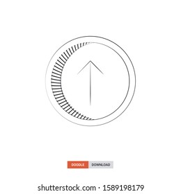 Doodle sketch of Upload concept on white background. Upload doodle art. Cartoon vector illustration. Isolated sketch line art. Icon in hand drawing design style.