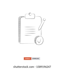 Doodle sketch of validation concept on white background. validation doodle art. Cartoon vector illustration. Isolated sketch line art. Icon in hand drawing design style.
