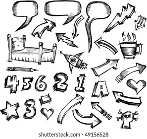 Doodle Sketch Vector Design Elements Set