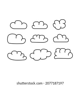 doodle sketch vector design set of cloud shapes