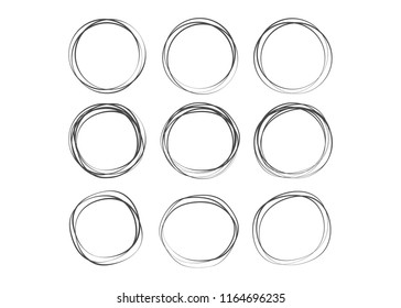 Doodle sketched circles. Doodle circle ring sketch