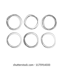 Doodle sketched circles. Doodle circle ring sketch