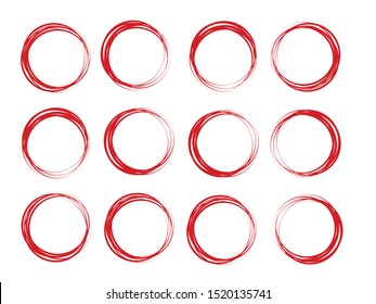 Doodle sketched circles. Doodle circle ring sketch vector