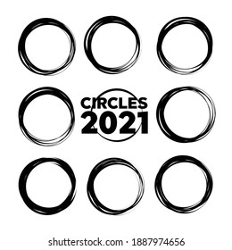 Doodle sketched circles. Doodle circle ring sketch vector