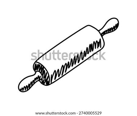 Doodle sketching Minimalist vector line art rolling pin for baking.