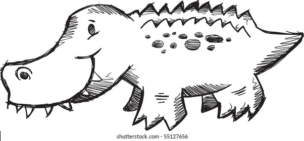 Doodle Sketchy Alligator Vector Illustration