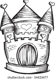 Doodle Sketchy Castle Vector Illustration