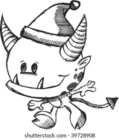 Doodle Sketchy vector de Monstruo de Navidad
