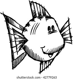 Doodle Sketchy fish Vector Ilustración