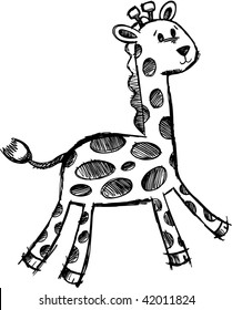 Doodle Sketchy giraffe Vector