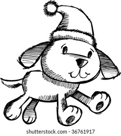 Doodle  Sketchy Holiday Dog Vector