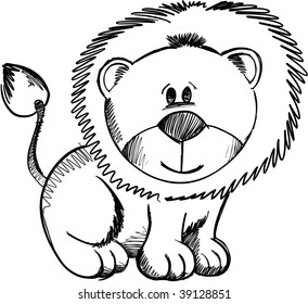 Doodle Sketchy Lion Vector Illustration