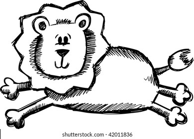 Doodle Sketchy Lion Vector Illustration