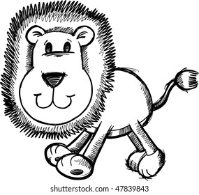 Doodle Sketchy Lion Vector Illustration