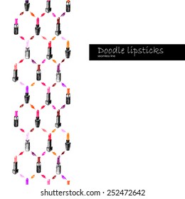 Doodle sketchy lipsticks seamless line.