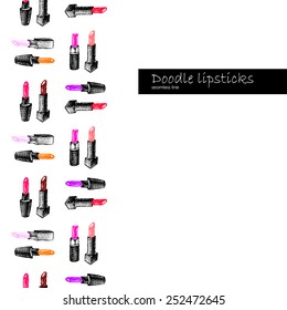 Doodle sketchy lipsticks seamless line.