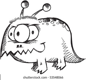 Doodle Sketchy Monster Alien Vector Illustration
